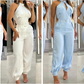 Ä&lt;&lt;&lt;t42&gt;33&gt;1&gt;melloses  Crop-Top  und  High-Waist-Hose-Outfit für  Damen