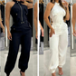 Ä&lt;&lt;&lt;t42&gt;33&gt;1&gt;melloses  Crop-Top  und  High-Waist-Hose-Outfit für  Damen