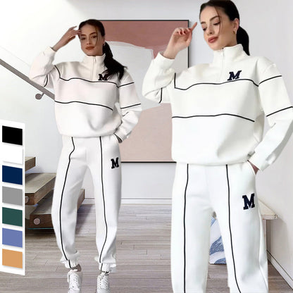 Lässiges Sweatshirt 2-teiliges Set mit Linie