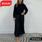🍂59 % Rabatt-Aktion🍂Stilvolles und elegantes Kleid mit Rundhalsausschnitt und Falten für Damen
