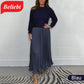 🍂59 % Rabatt-Aktion🍂Stilvolles und elegantes Kleid mit Rundhalsausschnitt und Falten für Damen