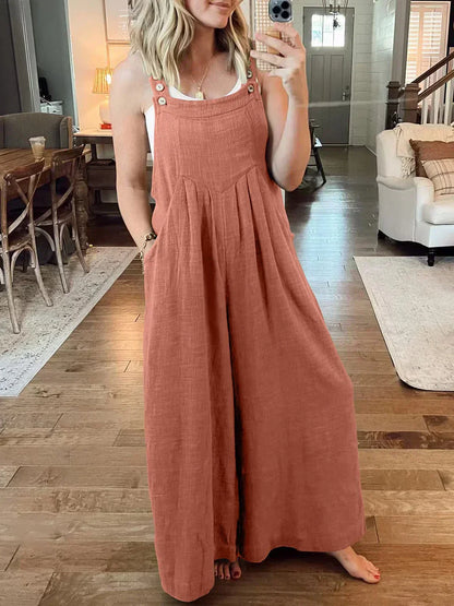 Ä&lt;&lt;&lt;t32&gt;18&gt;1&gt;melloser  Jumpsuit für  Damen  mit weitem  Bein  und  Taschen
