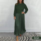 🍂59 % Rabatt-Aktion🍂Stilvolles und elegantes Kleid mit Rundhalsausschnitt und Falten für Damen