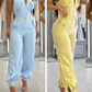 Ä&lt;&lt;&lt;t42&gt;33&gt;1&gt;melloses  Crop-Top  und  High-Waist-Hose-Outfit für  Damen