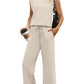 2025 Neue Frauen Casual Cap Sleeve Top Wide Leg Crop Pants Zweiteilige Sets