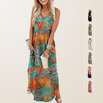 💖LETZTER TAG 49% RABATT💖Sommer Maxikleid: Urlaub-Strandkleid mit Taschen