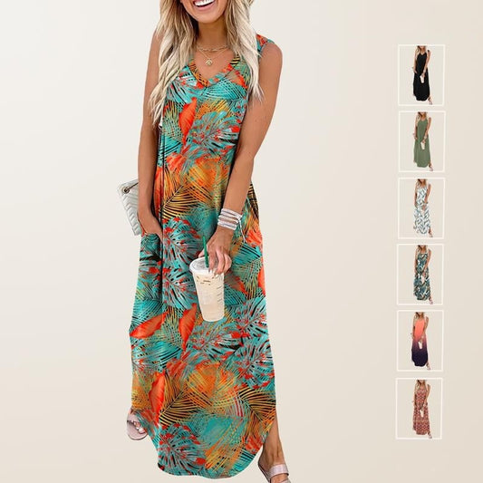 💖LETZTER TAG 49% RABATT💖Sommer Maxikleid: Urlaub-Strandkleid mit Taschen