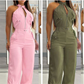 Ä&lt;&lt;&lt;t42&gt;33&gt;1&gt;melloses  Crop-Top  und  High-Waist-Hose-Outfit für  Damen