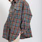 Vintage Used-Look Rot-Karo Oversize Hemd
