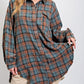 Vintage Used-Look Rot-Karo Oversize Hemd