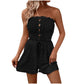 Trägerloser Jumpsuit für Damen mit Rüschenbesatz, Raffung, Bindeband vorne und weitem Bein
