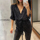 🌟💄Glitzernde Damen Jumpsuits mit V-Ausschnitt und Gürtel