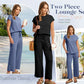 🌺2025 Neue Frauen Casual Cap Sleeve Top Wide Leg Crop Pants Zweiteilige Sets🌺