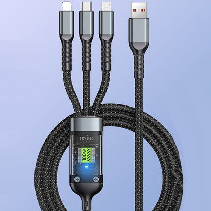 📱Transparentes, leuchtendes 3-in-1-Datenkabel mit superschneller Aufladung