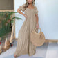 Damen Jumpsuit mit quadratischem Ausschnitt und gesmoktem Oberteil Knopf