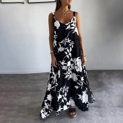 50%&lt;&lt;&lt;&lt;&lt;&lt;t82&gt;81&gt;66&gt;8&gt;7&gt;3&gt;abatte💥Verkauf🔥Ärmelloses, rückenfreies, fließendes  Kleid  mit Blumen-Spaghettiträgern  für  Damen