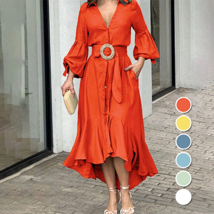 &lt;&lt;&lt;&lt;t32&gt;20&gt;8&gt;0&gt;ailliertes  Kleid  mit V-Ausschnitt und  unregelmeatigem  Saum  für  Damen