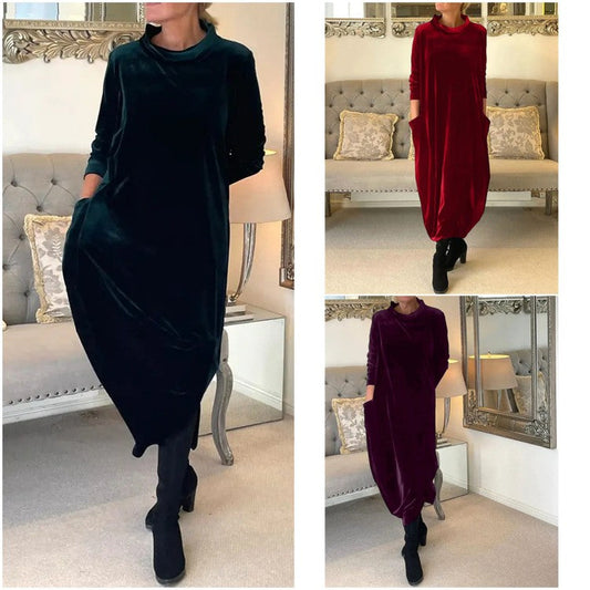 💕2025 Neues Design👗✨Neues schlankes langes Kleid mit Rundhalsausschnitt