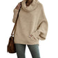 💖Damen-Pullover mit Fledermausärmeln und Wasserfallausschnitt und Tasche