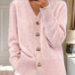 🍂 Early-bird price 50% Rabatt 🍁Damen-Cardigan aus einfarbiger Wolle mit Knöpfen