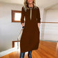 Mehrfarbige midi-lange Casual-Kleid (3/4-Arm Taschen Straight-Cut Kleid)