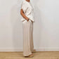 Damen Satin 2-teiliges Set: Kurzarm-Top und Hose