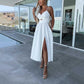 🌴☀️Damen Spaghettiträger Kleid mit hohem Schlitz 👗💖