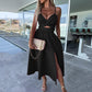 🌴☀️Damen Spaghettiträger Kleid mit hohem Schlitz 👗💖