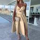 🌴☀️Damen Spaghettiträger Kleid mit hohem Schlitz 👗💖