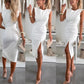Ä&lt;&lt;t33&gt;1&gt;melloses  Damen  Bodycon  Kleid  mit Schlitz