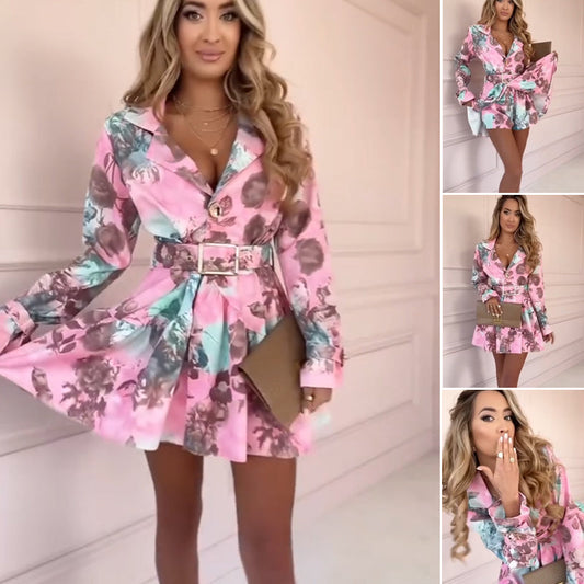 📣👗2025 neue limitierte Auflage 60 % RABATT📣Mode für Damen, langärmliges Kleid mit Blumentaille