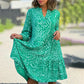 Casual Loose Printed V-Neck Flowy Dress