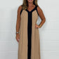 Ä&lt;&lt;&lt;t35&gt;23&gt;1&gt;melloses  Maxikleid  mit V-Ausschnitt und  Farbblock  für  Damen