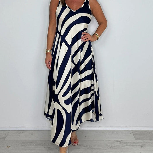 &lt;&lt;&lt;&lt;t46&gt;34&gt;7&gt;0&gt;edrucktes ärmelloses  Maxikleid  mit V-Ausschnitt
