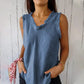 Ä&lt;t1&gt;melloses  T-Shirt aus  Leinen  und  Baumwolle  für  Damen