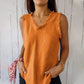 Ä&lt;t1&gt;melloses  T-Shirt aus  Leinen  und  Baumwolle  für  Damen