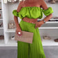 🔥2025 Hot Sale🔥Sexy, einfarbiges Oberteil und Hose mit weitem Bein für Damen, zweiteiliges Set