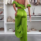 🔥2025 Hot Sale🔥Sexy, einfarbiges Oberteil und Hose mit weitem Bein für Damen, zweiteiliges Set