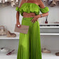 🔥2025 Hot Sale🔥Sexy, einfarbiges Oberteil und Hose mit weitem Bein für Damen, zweiteiliges Set