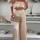 🔥2025 Hot Sale🔥Sexy, einfarbiges Oberteil und Hose mit weitem Bein für Damen, zweiteiliges Set