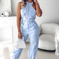 Ä&lt;&lt;&lt;t42&gt;33&gt;1&gt;melloses  Crop-Top  und  High-Waist-Hose-Outfit für  Damen