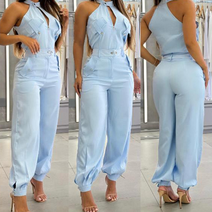 Ä&lt;&lt;&lt;t42&gt;33&gt;1&gt;melloses  Crop-Top  und  High-Waist-Hose-Outfit für  Damen