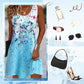 Ä&lt;&lt;t25&gt;1&gt;melloses  Sommerkleid  mit Blumenmuster  für  Damen