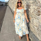 &lt;&lt;&lt;&lt;&lt;&lt;t73&gt;57&gt;49&gt;20&gt;7&gt;0&gt;edrucktes, plissiertes  Kurzarmkleid  für  Damen  mit quadratischem  Ausschnitt