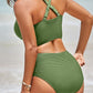 Texturiertes Bikini-Set mit Knotendetail und High-Waist-Schnitt