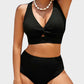 Texturiertes Bikini-Set mit Knotendetail und High-Waist-Schnitt