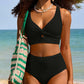 Texturiertes Bikini-Set mit Knotendetail und High-Waist-Schnitt