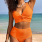 Texturiertes Bikini-Set mit Knotendetail und High-Waist-Schnitt