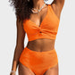 Texturiertes Bikini-Set mit Knotendetail und High-Waist-Schnitt