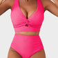 Texturiertes Bikini-Set mit Knotendetail und High-Waist-Schnitt